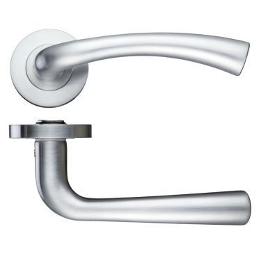 Click Here To Enlarge This Photo Of ZPZ020SC - Zoo Hardware Stanza 'Florence' Lever Handles on Round Screw on Rose - Satin Chrome (Designer Range)