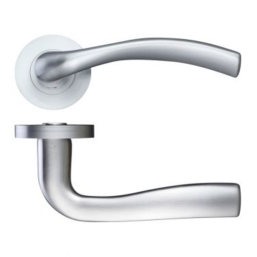 Click Here To Enlarge This Photo Of ZPZ050SC - Zoo Hardware Stanza 'Siena' Lever Handles on Round Screw on Rose - Satin Chrome (Designer Range)