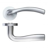 ZPZ050SC - Zoo Hardware Stanza 'Siena' Lever Handles on Round Screw on Rose - Satin Chrome (Designer Range)