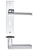 ZPZ071CP - Zoo Hardware Stanza 'Venice' Lock Lever Handles (57mm c/c) on Backplate (180mm x 43mm) Polished Chrome (Designer Range)