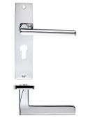 ZPZ071EPCP - Zoo Hardware Stanza 'Venice' Lever Euro Lock (47.5mm c/c) Handles on Backplate (180mm x 43mm) Polished Chrome (Designer Range)