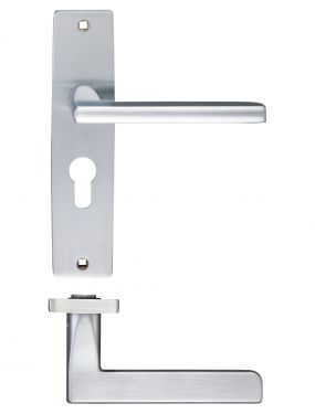 Click Here To Enlarge This Photo Of ZPZ071EPSC - Zoo Hardware Stanza 'Venice' Lever Euro Lock (47.5mm c/c) Handles on Backplate (180mm x 43mm) Satin Chrome (Designer Range)