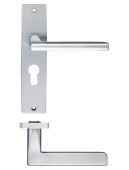 ZPZ071EPSC - Zoo Hardware Stanza 'Venice' Lever Euro Lock (47.5mm c/c) Handles on Backplate (180mm x 43mm) Satin Chrome (Designer Range)
