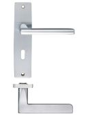 ZPZ071SC - Zoo Hardware Stanza 'Venice' Lock Lever Handles (57mm c/c) on Backplate (180mm x 43mm) Satin Chrome (Designer Range)