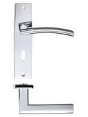 ZPZ081CP - Zoo Hardware Stanza 'Amalfi' Lock Lever Handles (57mm c/c) on Backplate (180mm x 43mm) Polished Chrome (Designer Range)