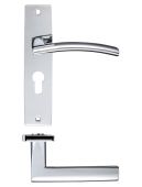 ZPZ081EPCP - Zoo Hardware Stanza 'Amalfi' Lever Euro Lock (47.5mm c/c) Handles on Backplate (180mm x 43mm) Polished Chrome (Designer Range)