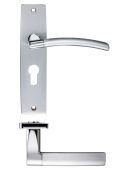 ZPZ081EPSCCP - Zoo Hardware Stanza 'Amalfi' Euro Profile Lock Lever Handles (47.5mm c/c) on Backplate (Dual Finish) Satin/Polished Chrome (Designer Range)