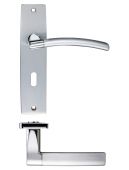 ZPZ081SCCP - Zoo Hardware Stanza 'Amalfi' Lock Lever Handles (57mm c/c) on Backplate (180mm x 43mm) (Dual Finish) Satin/Polished Chrome (Designer Range)