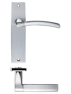Click Here To Enlarge This Photo Of ZPZ082SCCP - Zoo Hardware Stanza 'Amalfi' Latch Lever Handles on Backplate (180mm x 43mm) (Dual Finish) Satin/Polished Chrome (Designer Range)