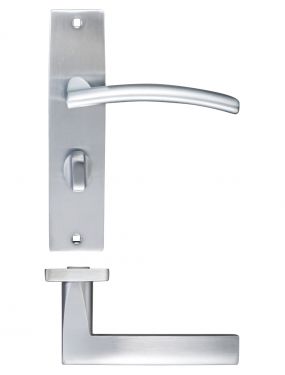Click Here To Enlarge This Photo Of ZPZ083SC - Zoo Hardware Stanza 'Amalfi' Bathroom Lever Handles (57mm c/c) on Backplate (180mm x 43mm) Satin Chrome (Designer Range)