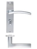 ZPZ083SC - Zoo Hardware Stanza 'Amalfi' Bathroom Lever Handles (57mm c/c) on Backplate (180mm x 43mm) Satin Chrome (Designer Range)