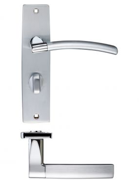 Click Here To Enlarge This Photo Of ZPZ083SCCP - Zoo Hardware Stanza 'Amalfi' Bathroom Lever Handles (57mm c/c) on Backplate (180mm x 43mm) (Dual Finish) Satin/Polished Chrome (Designer Range)