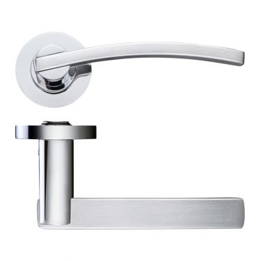 Click Here To Enlarge This Photo Of ZPZ100SCCP - Zoo Hardware Stanza 'Adria' Lever Handles on Round Screw on Rose (Dual Finish) Satin/Polished Chrome (Designer Range)