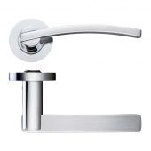 ZPZ100SCCP - Zoo Hardware Stanza 'Adria' Lever Handles on Round Screw on Rose (Dual Finish) Satin/Polished Chrome (Designer Range)