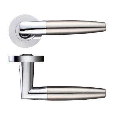 Click Here To Enlarge This Photo Of ZPZ110CPSN - Zoo Hardware Stanza 'Atlanta' Lever Handles on Round Screw on Rose - Polished Chrome (Designer Range)