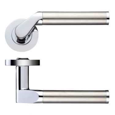 Click Here To Enlarge This Photo Of ZPZ120CPSS - Zoo Hardware Stanza 'Venus' Lever Handles on Round Screw on Rose Polished (Dual Finish) Chrome/Satin Stainless (Designer Range)