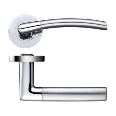 Click Here To Enlarge This Photo Of ZPZ140SCCP - Zoo Hardware Stanza 'Olympus' Lever on Round Screw on Rose (Dual Finish) Satin/Polished Chrome (Designer Range)