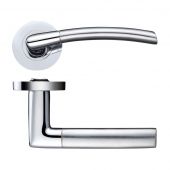 ZPZ140SCCP - Zoo Hardware Stanza 'Olympus' Lever on Round Screw on Rose (Dual Finish) Satin/Polished Chrome (Designer Range)