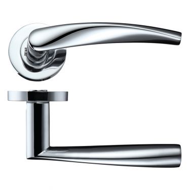 Click Here To Enlarge This Photo Of ZPZ210CP - Zoo Hardware Stanza 'Vesta' Lever Handles on Round Screw on Rose - Polished Chrome (Designer Range)