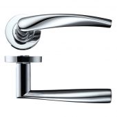 ZPZ210CP - Zoo Hardware Stanza 'Vesta' Lever Handles on Round Screw on Rose - Polished Chrome (Designer Range)