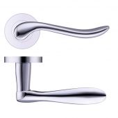 ZPZ240CP - Zoo Hardware Stanza 'Lincoln' Lever Handles on Round Screw on Rose - Polished Chrome (Designer Range)