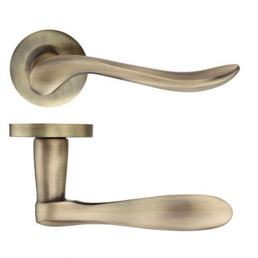 Click Here To Enlarge This Photo Of ZPZ240FB - Zoo Hardware Stanza 'Lincoln' Lever Handles on Round Screw on Rose - Florentine Bronze (Designer Range)