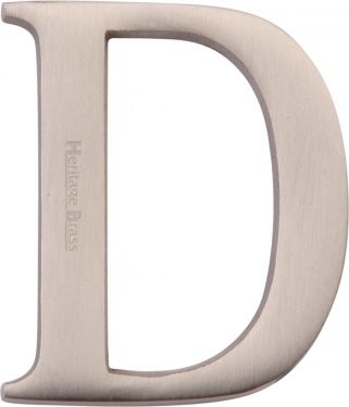 Click Here To Enlarge This Photo Of C1565 2 D-SN Heritage Brass Alphabet D Pin Fix 51mm (2") Satin Nickel Finish