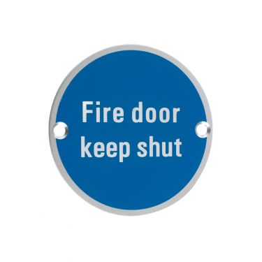 Click Here To Enlarge This Photo Of ZSA09SA - Zoo Hardware 76mm 'Fire Door Keep Shut' Disc Signage - Aluminium