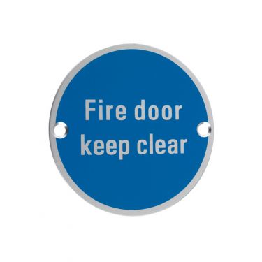 Click Here To Enlarge This Photo Of ZSA11SA - Zoo Hardware 76mm 'Fire Door Keep Clear' Disc Signage - Aluminium