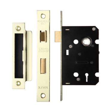 Click Here To Enlarge This Photo Of ZSC364PVD - Zoo Hardware 3 Lever Sashlock 64mm (45mm Backset) Polished Brass