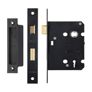 Click Here To Enlarge This Photo Of ZSC376PCB - Zoo Hardware 3 Lever Sashlock 76mm (57mm Backset) Black