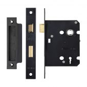 ZSC376PCB - Zoo Hardware 3 Lever Sashlock 76mm (57mm Backset) Black