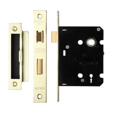 Click Here To Enlarge This Photo Of ZSC376PVD - Zoo Hardware 3 Lever Sashlock 76mm (57mm Backset) Polished Brass