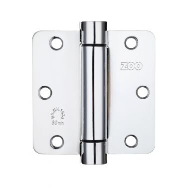 Click Here To Enlarge This Photo Of ZSHPCP - Zoo Hardware Single Action Spring Hinge Pack (Radius) - 89 x 87 x 2mm - Polished Chrome (Contains 2 Sprung and 1 Unsprung Hinge)