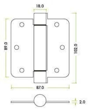 Click Here To Enlarge This Photo Of ZSHPSC - Zoo Hardware Single Action Spring Hinge Pack (Radius) - 89 x 87 x 2mm - Satin Chrome (Contains 2 Sprung and 1 Unsprung Hinge)