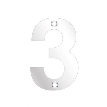 Click Here To Enlarge This Photo Of ZSN03APS - Zoo Hardware Numeral (No 3) 75mm Polished Stainless
