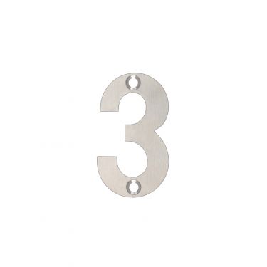 Click Here To Enlarge This Photo Of ZSN03SS - Zoo Hardware Numeral (No 3) 50mm Satin Stainless Steel
