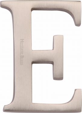 Click Here To Enlarge This Photo Of C1565 2 E-SN Heritage Brass Alphabet E Pin Fix 51mm (2") Satin Nickel Finish