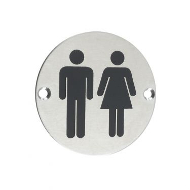 Click Here To Enlarge This Photo Of ZSS03SS - Zoo Hardware 76mm Unisex Disc Symbol - Satin Stainless Steel