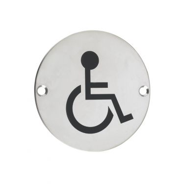 Click Here To Enlarge This Photo Of ZSS07PS - Zoo Hardware 76mm Disabled Disc Symbol - Polished Stainless Steel