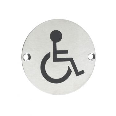 Click Here To Enlarge This Photo Of ZSS07SS - Zoo Hardware 76mm Disabled Disc Symbol - Satin Stainless Steel