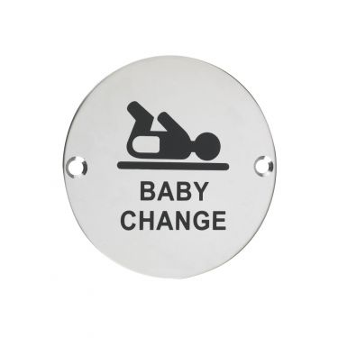 Click Here To Enlarge This Photo Of ZSS08PS - Zoo Hardware 76mm Baby Change Disc Symbol - Polished Stainless Steel