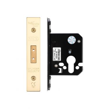 Click Here To Enlarge This Photo Of ZUKD64EPPVD - Zoo Hardware Architectural Heavy Duty Euro Profile Deadlock 64mm (45mm backset) PVD Stainless Brass