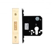 ZUKD76EPPVD - Zoo Hardware Architectural Heavy Duty Euro Profile Deadlock 76mm (57mm backset) PVD Stainless Brass