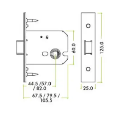 Click Here To Enlarge This Photo Of ZUKF102SS - Zoo Hardware Architectural Heavy Duty Flat latch 102mm (82mm backset) Satin Stainless Steel