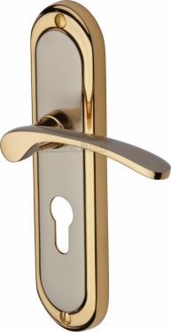 Click Here To Enlarge This Photo Of AMB6248-JP Heritage Brass Door Handle For Euro Profile Plate Ambassador Design Jupiter Finish