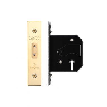 Click Here To Enlarge This Photo Of ZURD364PVD - Zoo Hardware 3 Lever Replacement Deadlock 64mm (45mm backset) PVD Stainless Brass