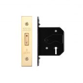 ZURD364PVD - Zoo Hardware 3 Lever Replacement Deadlock 64mm (45mm backset) PVD Stainless Brass