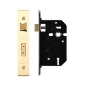 Zoo Hardware - ZURS364PVD 3 Lever Replacement Sash Lock - 64mm c/w PVD Forend and Strike Polished Brass