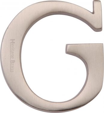 Click Here To Enlarge This Photo Of C1565 2 G-SN Heritage Brass Alphabet G Pin Fix 51mm (2") Satin Nickel Finish